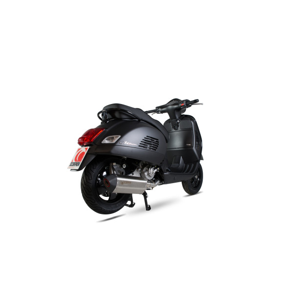 Scorpion Exhaust Vespa GTS 125, 2009-17 / GTS250, 2005-13 / GTS300, 2008-18 / GTV250, 2006-13 / GTV300, 2010-18 2005 - 2017 Serket Parallel Full System Brushed Stainless Steel Sleeve